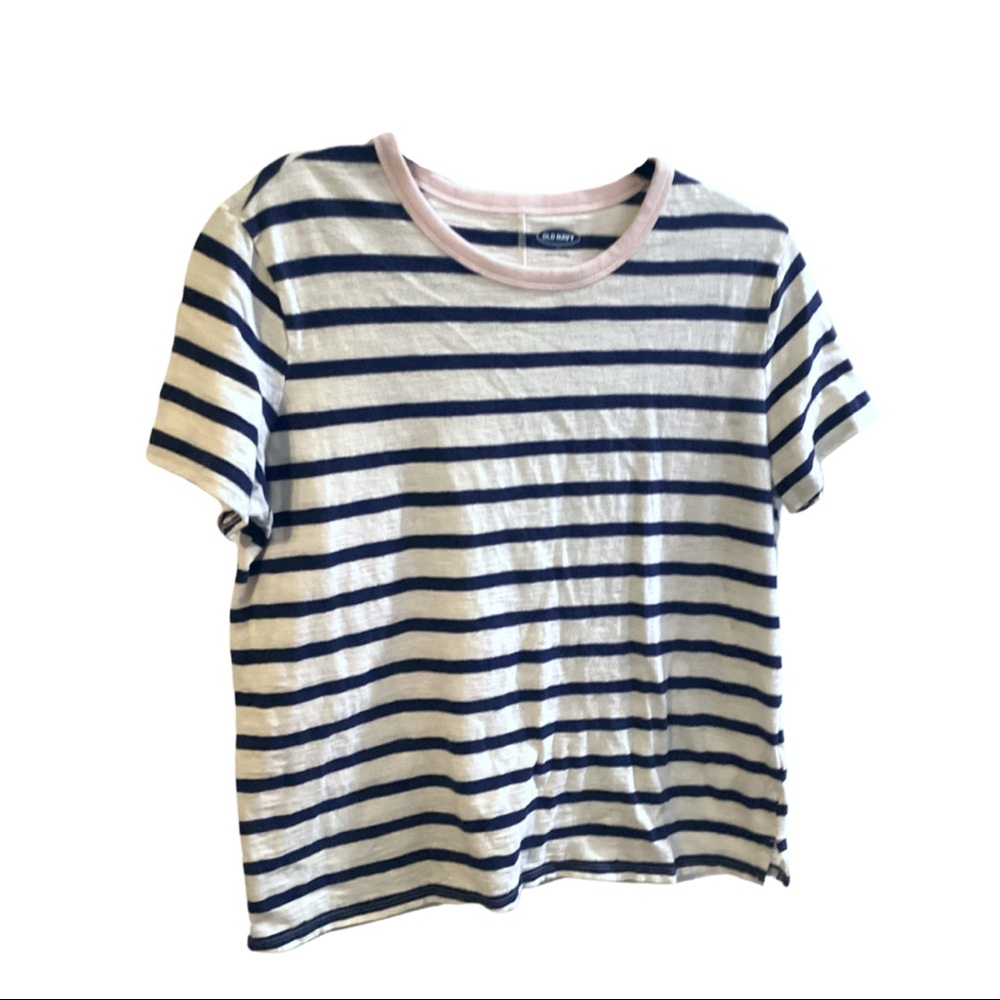 Navy and white striped tee